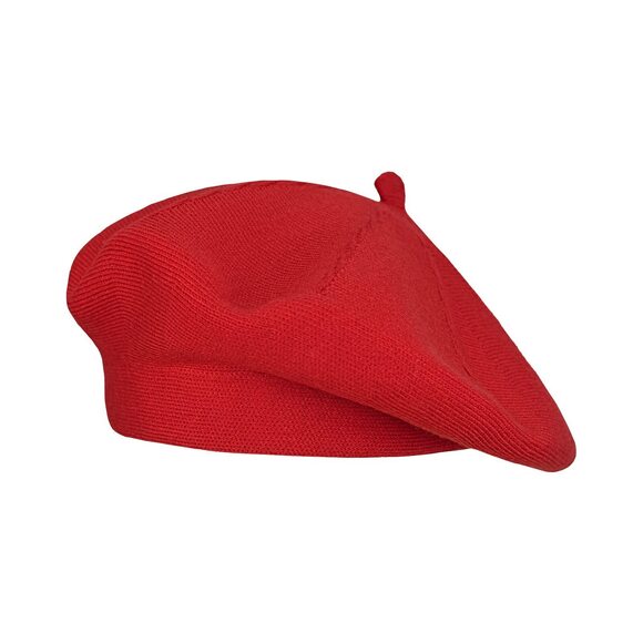 6973 Cashmere Beret Hat French Style Stretch Knit Solid Color Both Side Usable main image 6